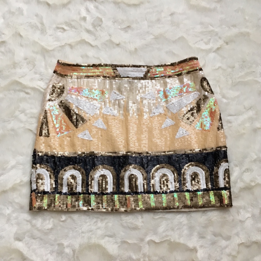 Aztec Style Sequin Mini Skirt Small